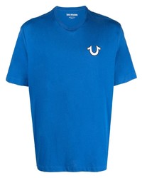 blaues bedrucktes T-Shirt mit einem Rundhalsausschnitt von True Religion