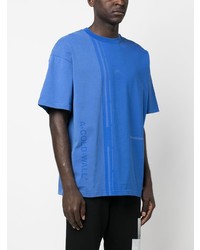 blaues bedrucktes T-Shirt mit einem Rundhalsausschnitt von A-Cold-Wall*