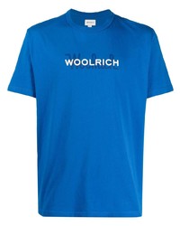 blaues bedrucktes T-Shirt mit einem Rundhalsausschnitt von Woolrich