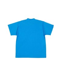 blaues bedrucktes T-Shirt mit einem Rundhalsausschnitt von Balenciaga