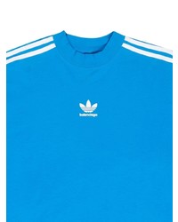 blaues bedrucktes T-Shirt mit einem Rundhalsausschnitt von Balenciaga