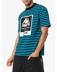 blaues bedrucktes T-Shirt mit einem Rundhalsausschnitt von Charm's