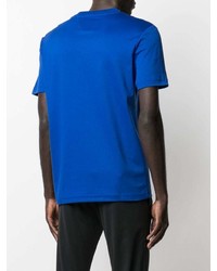 blaues bedrucktes T-Shirt mit einem Rundhalsausschnitt von BOSS HUGO BOSS