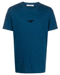 blaues bedrucktes T-Shirt mit einem Rundhalsausschnitt von Zadig & Voltaire