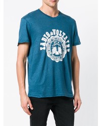 blaues bedrucktes T-Shirt mit einem Rundhalsausschnitt von Zadig & Voltaire