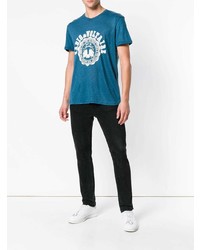 blaues bedrucktes T-Shirt mit einem Rundhalsausschnitt von Zadig & Voltaire