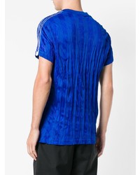 blaues bedrucktes T-Shirt mit einem V-Ausschnitt von Adidas Originals By Alexander Wang