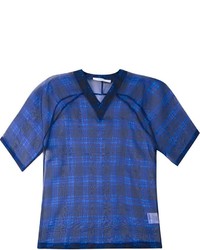 blaues bedrucktes T-Shirt mit einem V-Ausschnitt von Givenchy