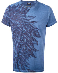 blaues bedrucktes T-shirt von Diesel