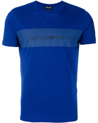 blaues bedrucktes T-shirt von Emporio Armani