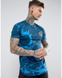 blaues bedrucktes T-shirt von Hype