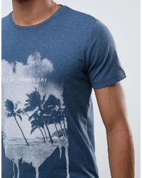 blaues bedrucktes T-shirt von Jack and Jones