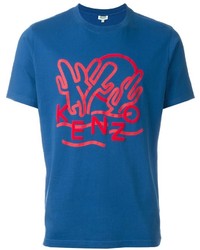 blaues bedrucktes T-shirt von Kenzo