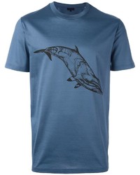 blaues bedrucktes T-shirt von Lanvin