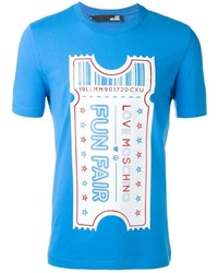 blaues bedrucktes T-shirt von Love Moschino