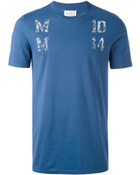 blaues bedrucktes T-shirt von Maison Margiela