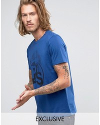 blaues bedrucktes T-shirt von Paul Smith
