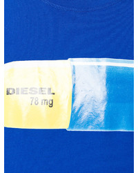 blaues bedrucktes T-shirt von Diesel