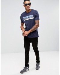 blaues bedrucktes T-shirt von Ben Sherman