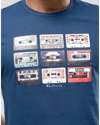 blaues bedrucktes T-shirt von Ben Sherman