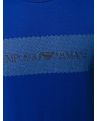 blaues bedrucktes T-shirt von Emporio Armani