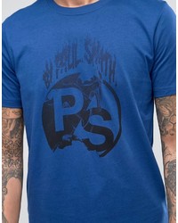 blaues bedrucktes T-shirt von Paul Smith