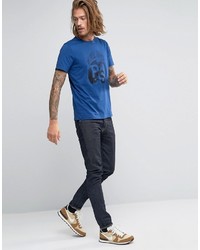 blaues bedrucktes T-shirt von Paul Smith