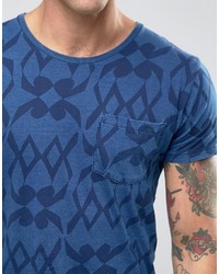 blaues bedrucktes T-shirt von Scotch & Soda