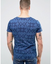 blaues bedrucktes T-shirt von Scotch & Soda