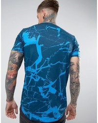 blaues bedrucktes T-shirt von Hype