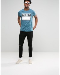 blaues bedrucktes T-shirt von Asos