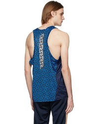 blaues bedrucktes Trägershirt von Versace Underwear