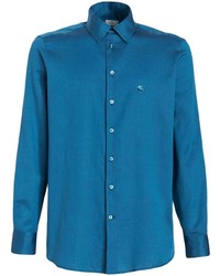 blaues besticktes Langarmhemd von Etro