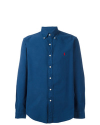 blaues besticktes Langarmhemd von Polo Ralph Lauren