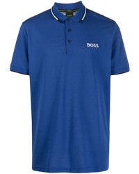 blaues besticktes Polohemd von BOSS