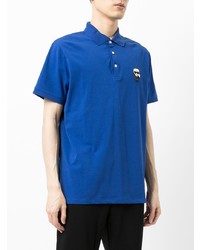 blaues besticktes Polohemd von Karl Lagerfeld