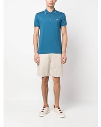 blaues besticktes Polohemd von Zegna