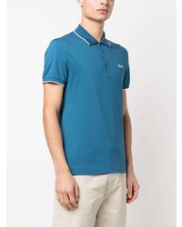 blaues besticktes Polohemd von Zegna