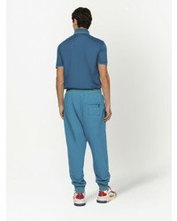 blaues besticktes Polohemd von Dolce & Gabbana