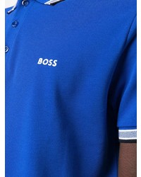 blaues besticktes Polohemd von BOSS