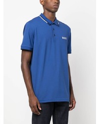 blaues besticktes Polohemd von BOSS