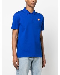 blaues besticktes Polohemd von Versace