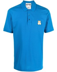 blaues besticktes Polohemd von Moschino