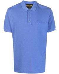 blaues besticktes Polohemd von Moschino