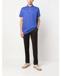 blaues besticktes Polohemd von Ralph Lauren Purple Label