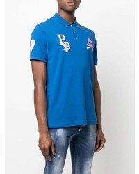 blaues besticktes Polohemd von Philipp Plein