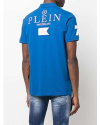 blaues besticktes Polohemd von Philipp Plein