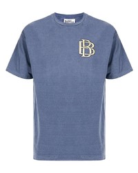 blaues besticktes T-Shirt mit einem Rundhalsausschnitt von Blood Brother