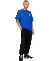 blaues besticktes T-Shirt mit einem Rundhalsausschnitt von AAPE BY A BATHING APE