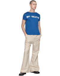 blaues besticktes T-Shirt mit einem Rundhalsausschnitt von Alled-Martinez